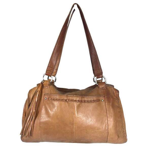 Hobo International Brown Leather Fringe Western Braid Shoulder Bag Purse - Picture 1 of 10